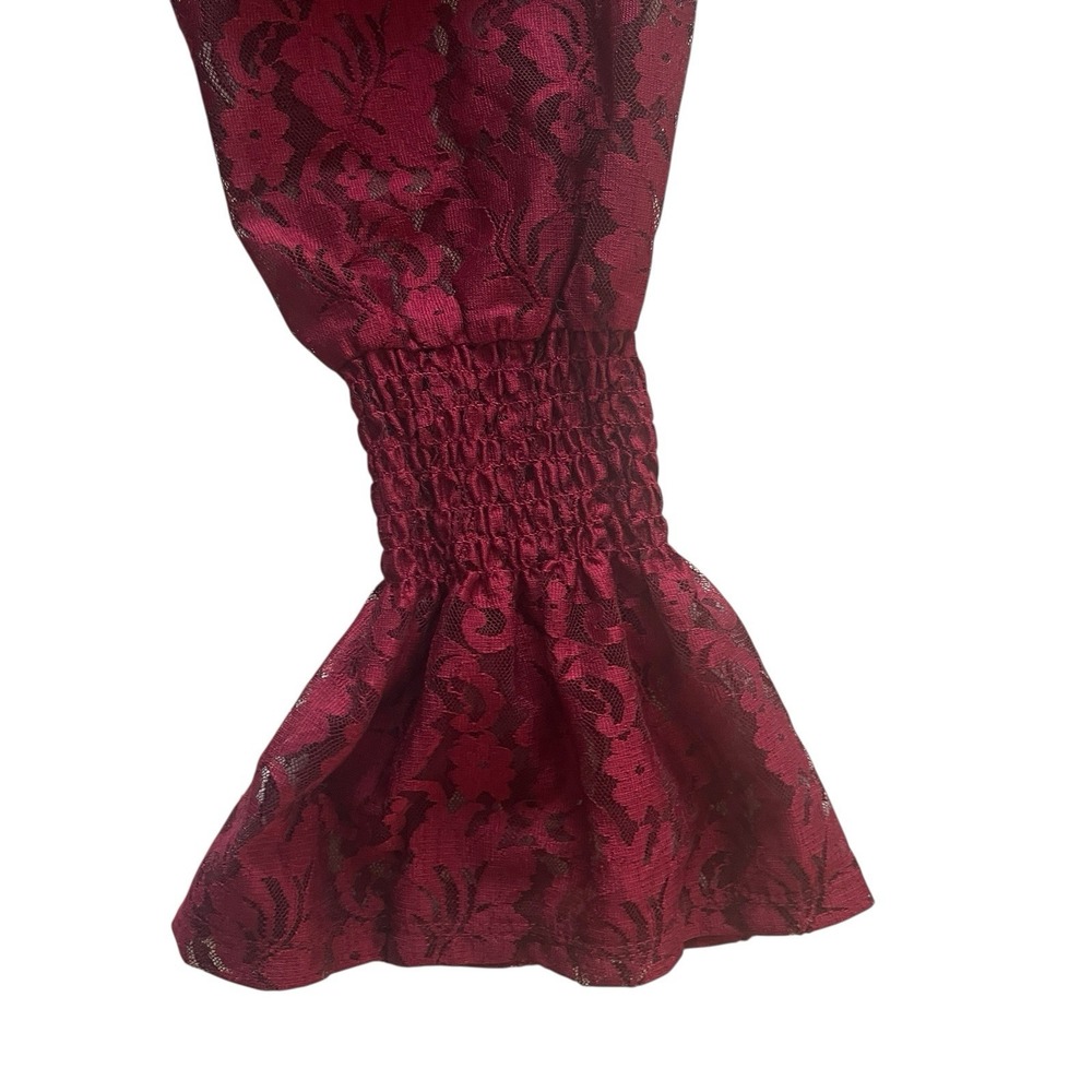 Disney Princess Women's Size S Burgundy Lace Wrap Dress‎ V-Neck Long Sleeve - Picture 6 of 9